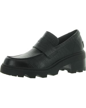 Sorel Joan Now City Leather Slip-On Loafer Heels - Black