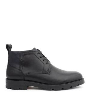 LA CONTE PARIS Lace-Up Fur-Lined Leather Boots - Black