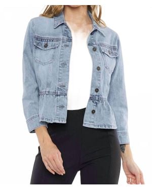 Kancan Classic Fit Peplum Denim Jacket - Blue