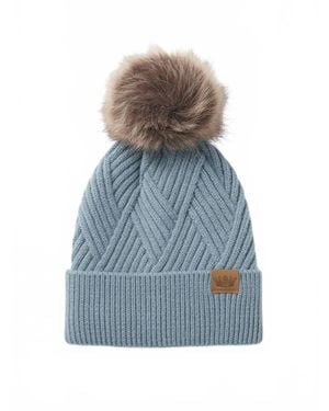 Panache Cable Knit Pom Hat - Blue