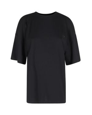 Coperni Open Shoulder Ribbed-Trim Cotton-Blend T-Shirt - Black