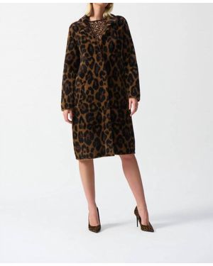 Joseph Ribkoff Animal Print Plush Knit Coat - Black