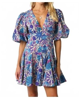 Olivaceous Diya Floral Dress - Blue