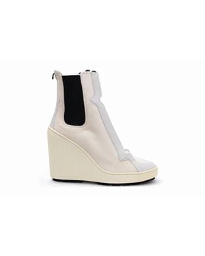 Hogan Lace-Up Wedge Ankle Boots - Black