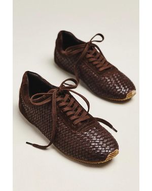 Maeve Woven Leather Sneakers - Brown