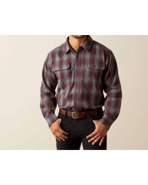 Ariat Rebar Heavy Flannel Work Snap Shirt - Black