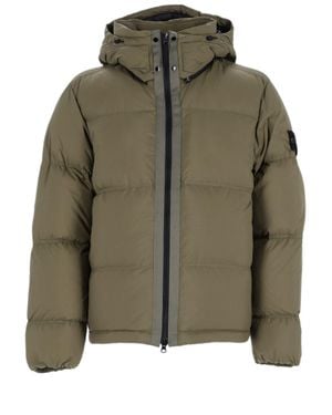 Stone Island Quilted Padded Jacket With Removable Hood And Matte Finish - Green