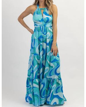 AAKAA Paradiso Halter Maxi Dress - Blue