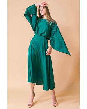 TRUEDAMES Caught Feelings Woven Midi Dress - Green
