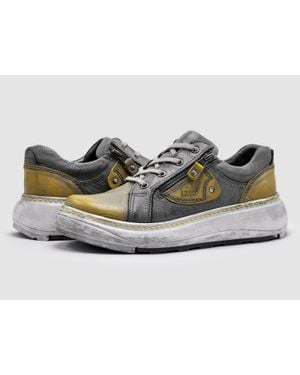 KCR Group Retro Zip-Up Leather Shoes - Gray