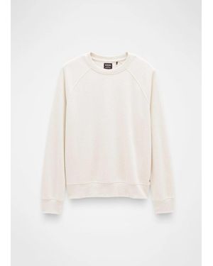 Prana Cozy Up Sweatshirt Cream Fleece Lined Ribbed Oversized Gbo568 - White