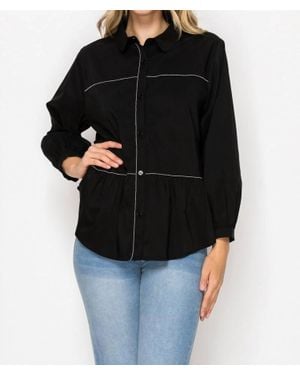 Joh Jobeth Stretch Woven With Beading Trim Top - Black