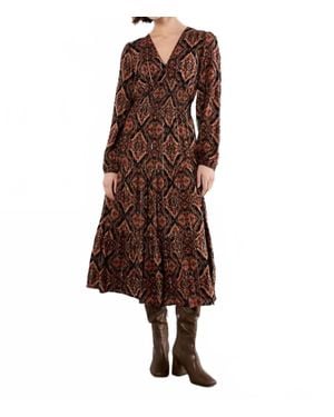 Apricot Smock Waist Tiered Dress - Brown