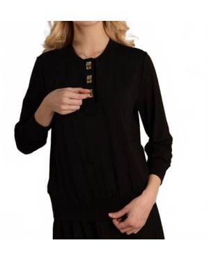 Simondona Rayon Crewneck Top - Black