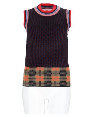 Dries Van Noten Bordeaux Textured Knit Sleeveless Top - Blue