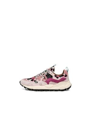 Flower Mountain Dynamic And Cream Suede Sneakers - Pink