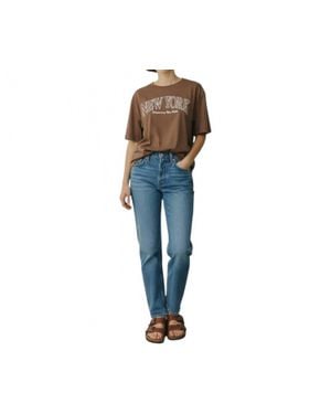 AMBAR New York City Logo Relaxed Fit T-Shirt - Blue