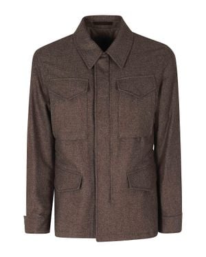 Eleventy Dark Saharan Wool-Blend Flap Pockets Jacket - Brown