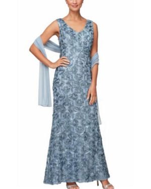 Alex Evenings Long Formal Mermaid Dress - Blue