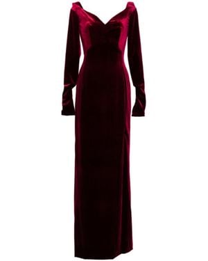 Saiid Kobeisy Velvet Long Fitted Dress - Red