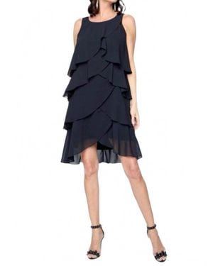 Carre Noir Tiered Sleeveless Cha Cha Dress - Blue