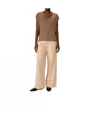 Grace & Mila Pacino V Neck Top - Natural