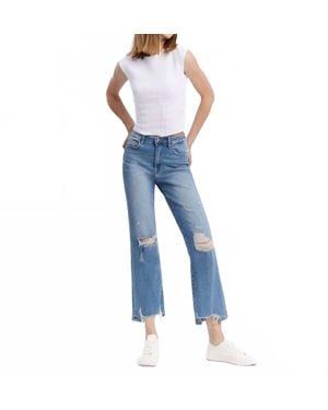 Flying Monkey 90's Vintage Super High Rise Ankle Flare Jeans - Blue