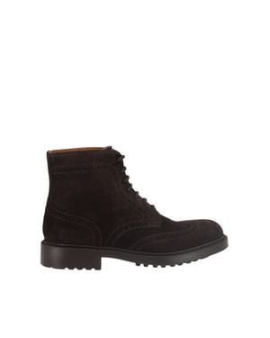 Doucal's Terre Mink Suede Brogue Boots - Black