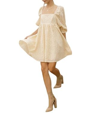 Storia Crochet-Lace Baby Doll Mini Dress - Natural