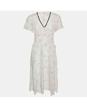 Maje Star Print Synthetic Racky Ruffled Midi Dress - White