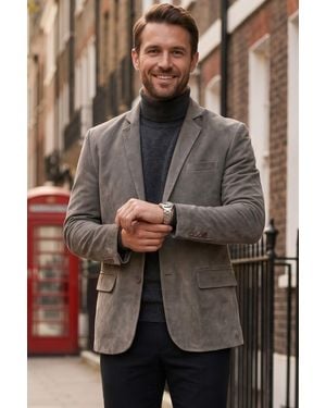 Infinity Leather Italian Suede Leather Blazer Jacket - Gray