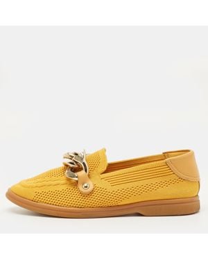 Casadei Knit Fabric And Leather Hanoi Loafers - Yellow