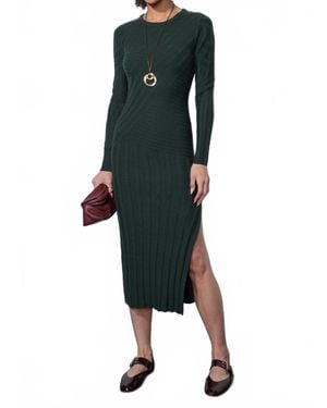 Greylin Mayla Paneled Rib Sweater Midi Dress - Green