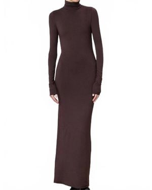 ÉTERNE Long Sleeve Turtleneck Maxi Dress - Purple