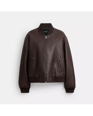COACH Leather Bomber - Brown