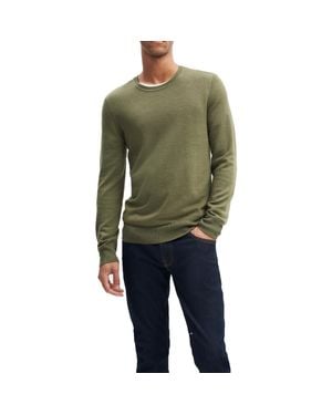 7 For All Mankind Ribbed Trim Wool Crewneck Sweater - Green