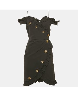 Violante Nessi Crepe Ruffled Wrap Style Mini Dress - Green