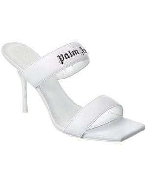 Palm Angels Logo Band Leather Sandal - White