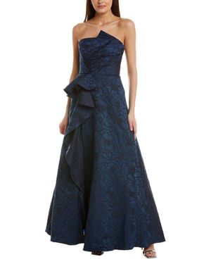 ML Monique Lhuillier Jacquard Gown - Blue