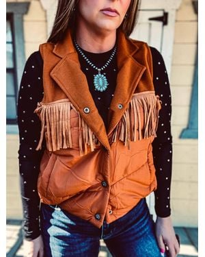 2FlyCo Eastwood Fringe Vest - Orange