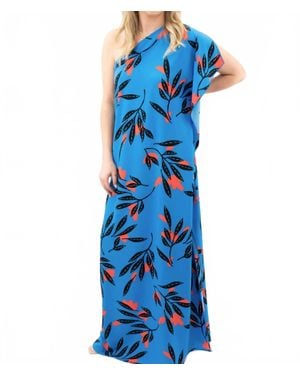 Tyche One Shoulder Floral Dress - Blue