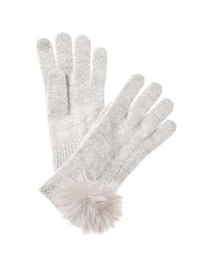 Hannah Rose Scallop Cashmere Gloves - White