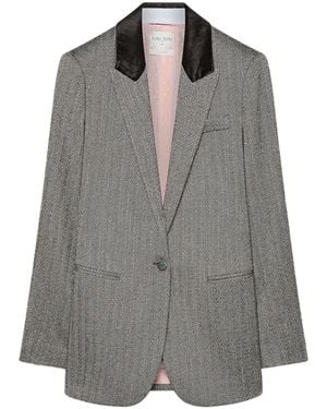 forte_forte Velvet Collar Tailored Jacket - Gray