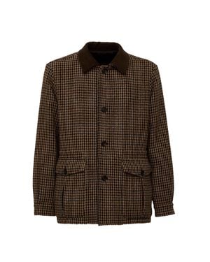 Caruso Dalila Houndstooth Patterned Padded Jacket - Brown