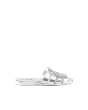 Hogan Flat Metallic Sandals - White