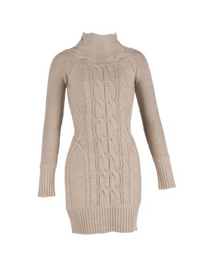 Temperley London Turtleneck Cable Knit Mini Dress - Natural