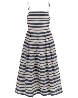 Ralph Lauren Striped Cotton-Blend Midi Dress - Gray