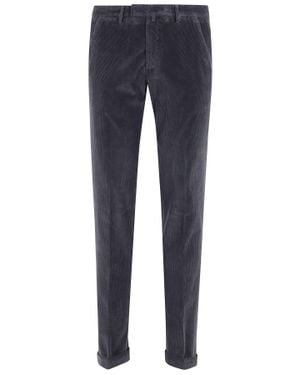 BRIGLIA Anthracite 1000R Tencel Velvet Straight-Leg Pants - Blue