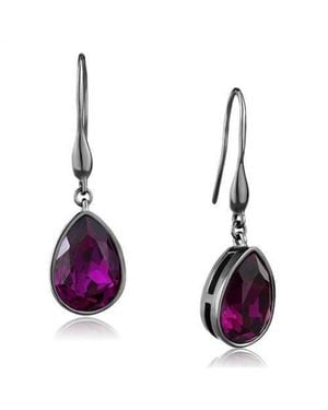 Fashnzfab Ip Light Stainless Steel Earrings With Top Grade Crystal - Purple
