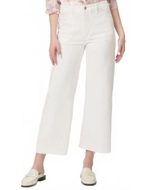 PAIGE Anessa Welt Patch Pockets Raw Hem Jeans - White